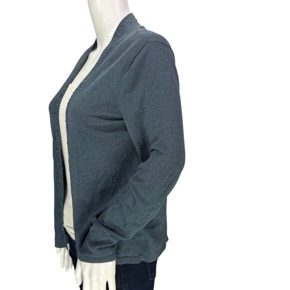 Eileen Fisher Womens Open Front Knit Sweater Cardigan Beaded Green Size S - Picture 7 of 14